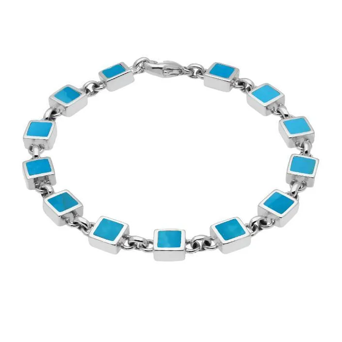 Sterling Silver Turquoise Square Stone Bracelet sold by C.W. Sellors