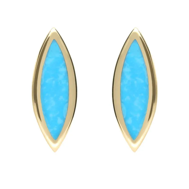 9ct Yellow Gold Turquoise Toscana Marquise Stud Earrings sold by C.W. Sellors