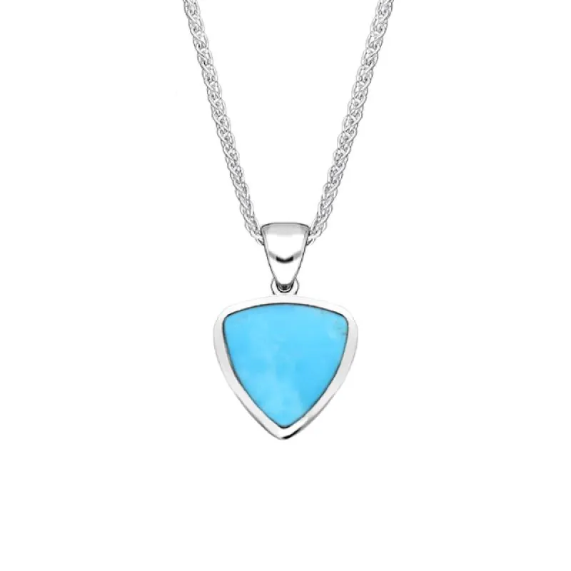 Sterling Silver Turquoise Small Curved Triangle Necklace sold by C.W. Sellors