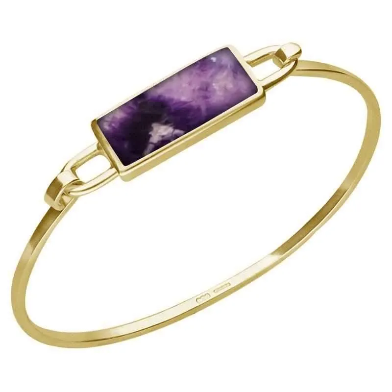 9ct Yellow Gold Blue John Slim Oblong Bangle sold by C.W. Sellors