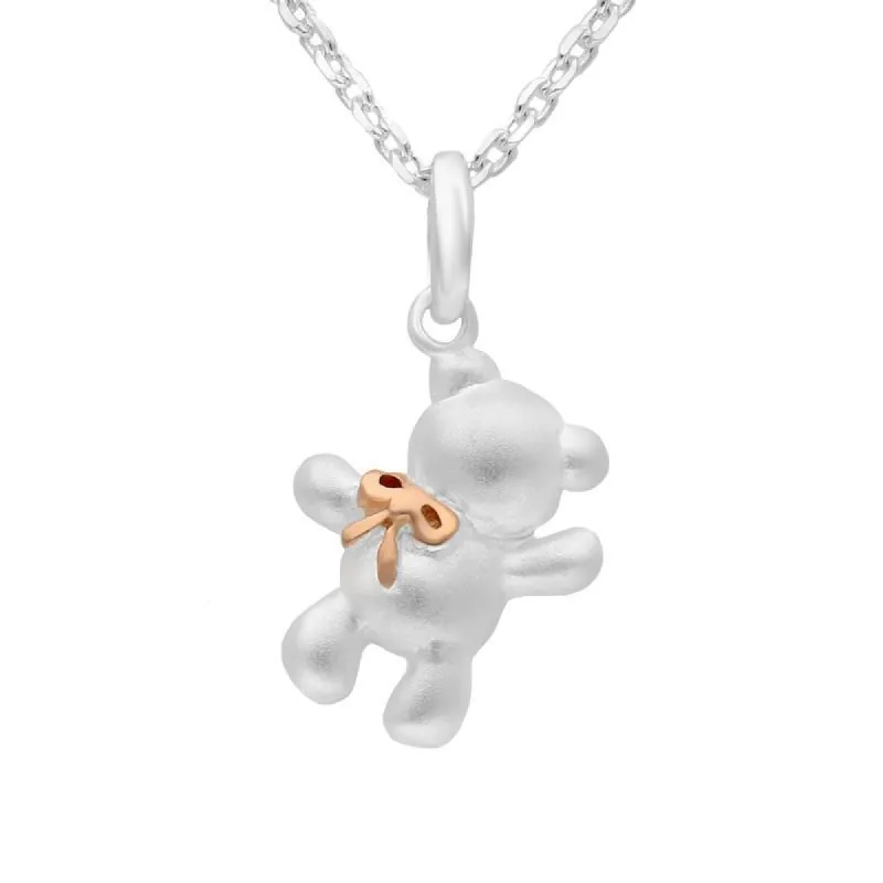 Rose Gold Sterling Silver Plated Teddy Bear Necklace sold by C.W. Sellors