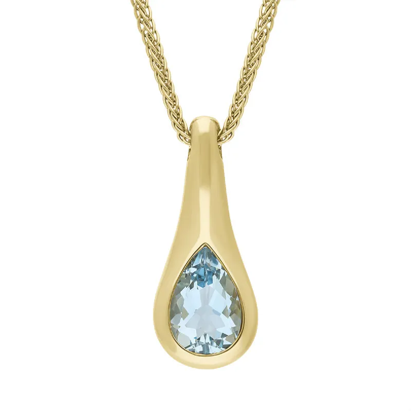 9ct Yellow Gold Aqua Marine Pendant Necklace D sold by C.W. Sellors