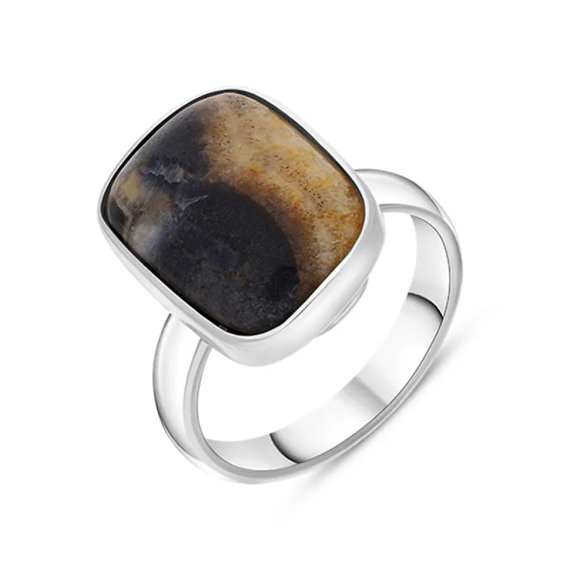 Sterling Silver Blue John Abstract Oval Ring D sold by C.W. Sellors