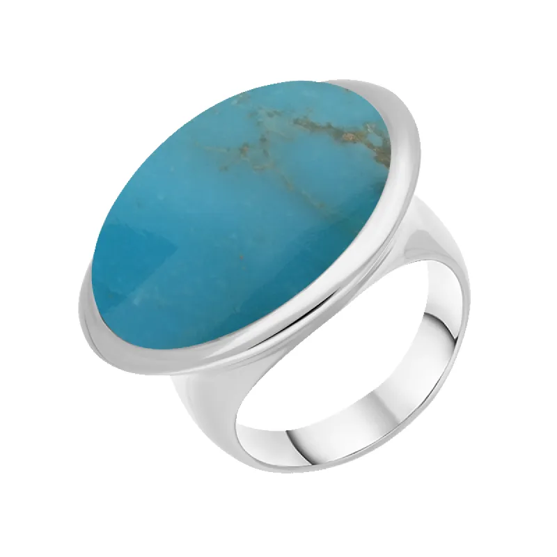 Sterling Silver Turquoise Wide Oval Flow Ring D sold by C.W. Sellors