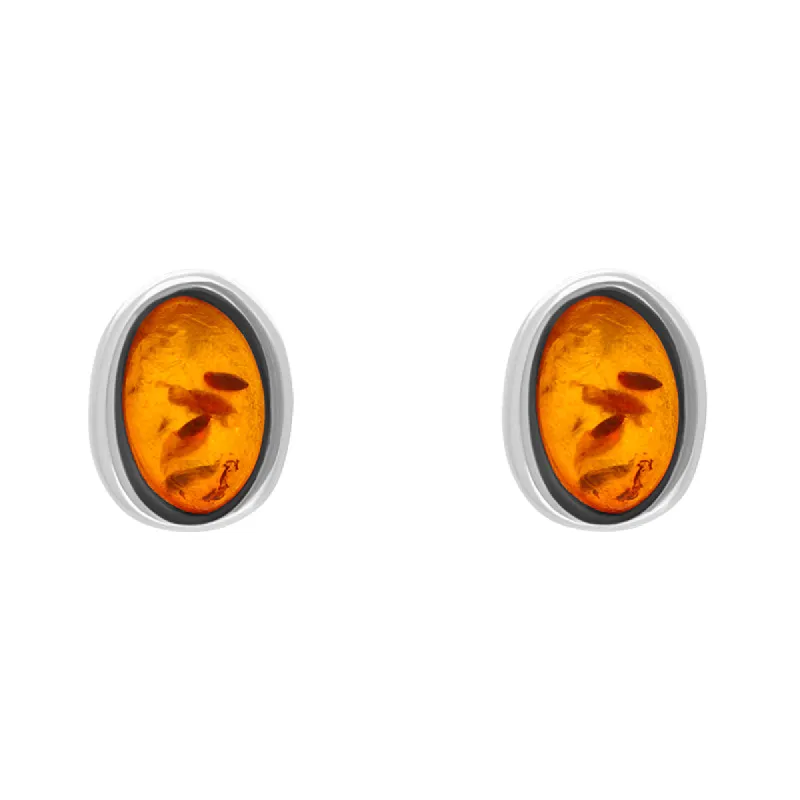 Sterling Silver Amber Oval Stud Earrings sold by C.W. Sellors