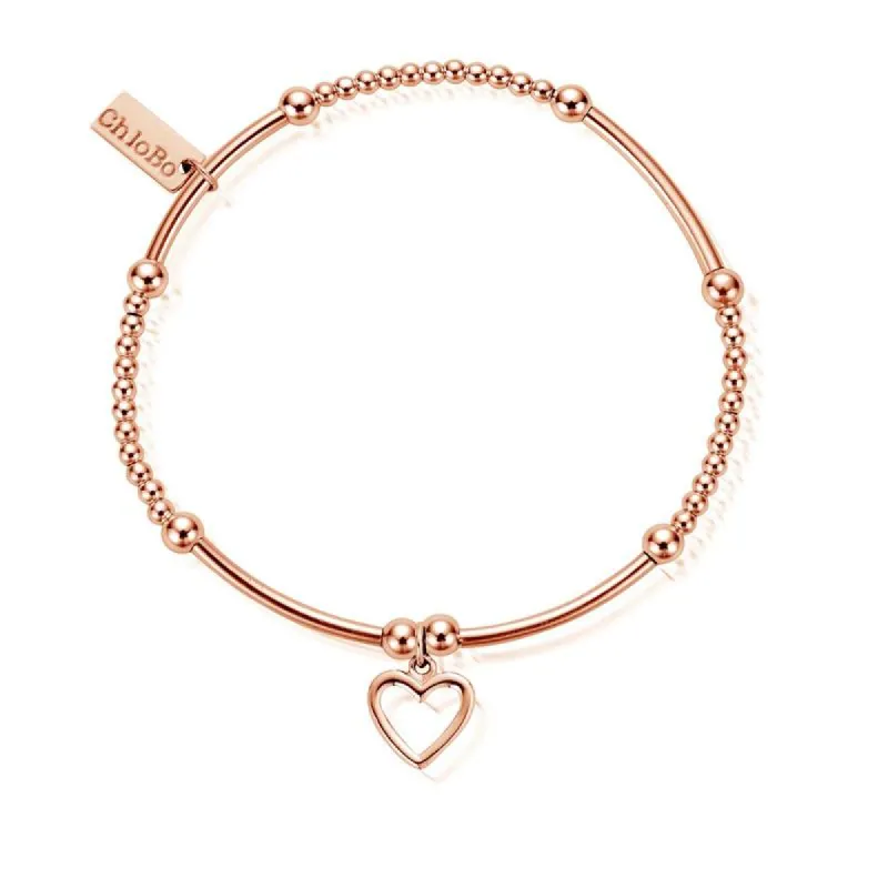 ChloBo Sterling Silver Rose Gold Plated Cute Mini Open Heart Bracelet sold by C.W. Sellors