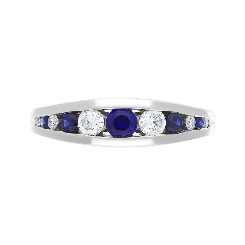 18ct White Gold 0.57ct Diamond Sapphire Graduated Eternity Ring sold by C.W. Sellors product image thumbnail 2