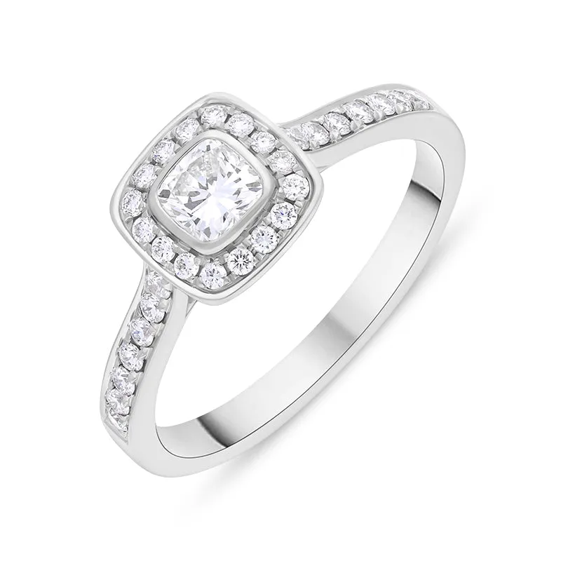 Platinum 0.67ct Diamond GIA Certified Shoulder Set Cluster Ring sold by C.W. Sellors