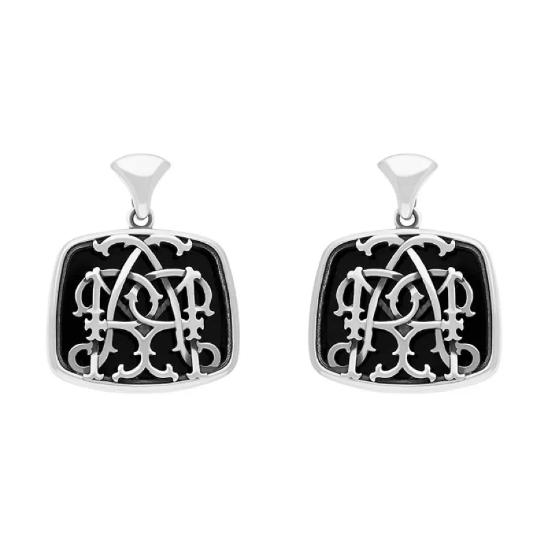 Sterling Silver Whitby Jet Mary Modena Drop Earrings sold by C.W. Sellors