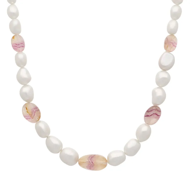 Sterling Silver Blue John Freshwater Pearl Necklace D sold by C.W. Sellors