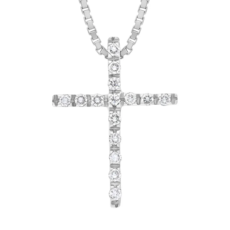 Ponte Vecchio 18ct White Gold 0.14ct Diamond Cross Necklace D sold by C.W. Sellors