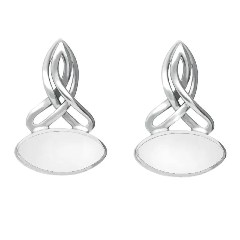 Sterling Silver Bauxite Wide Marquise Celtic Stud Earrings sold by C.W. Sellors