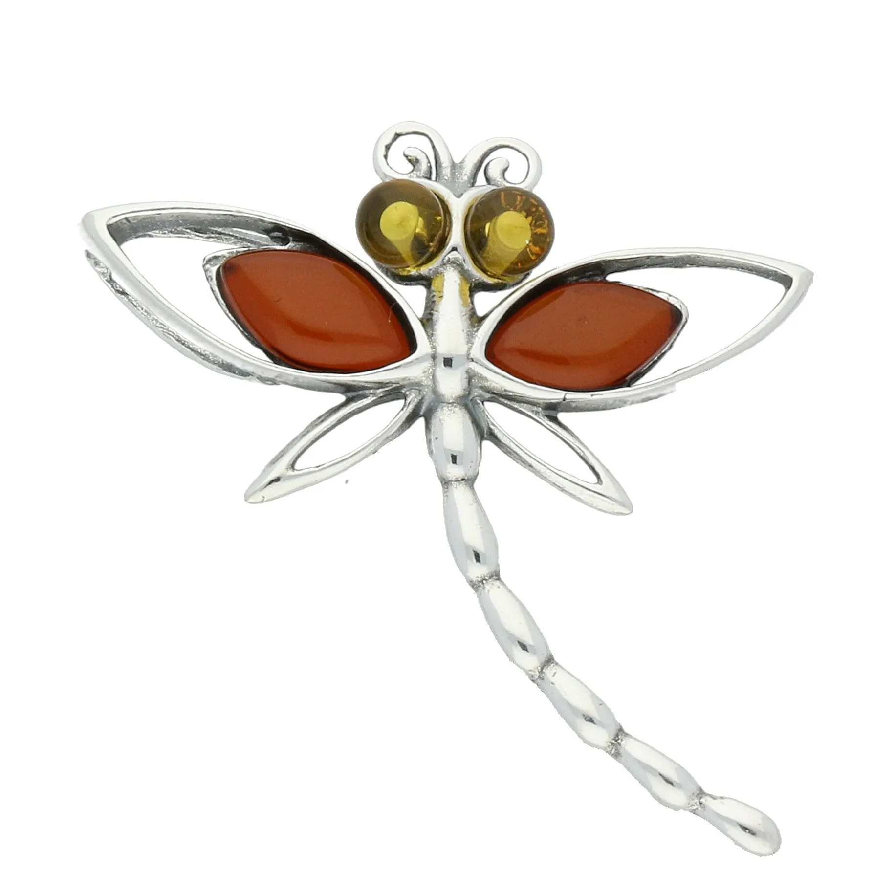 Sterling Silver Amber Dragonfly Small Necklace sold by C.W. Sellors