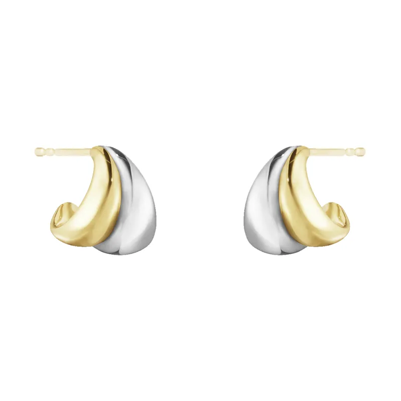 Georg Jensen Curve Sterling Silver 18ct Yellow Gold Small Hoop Earrings sold by C.W. Sellors