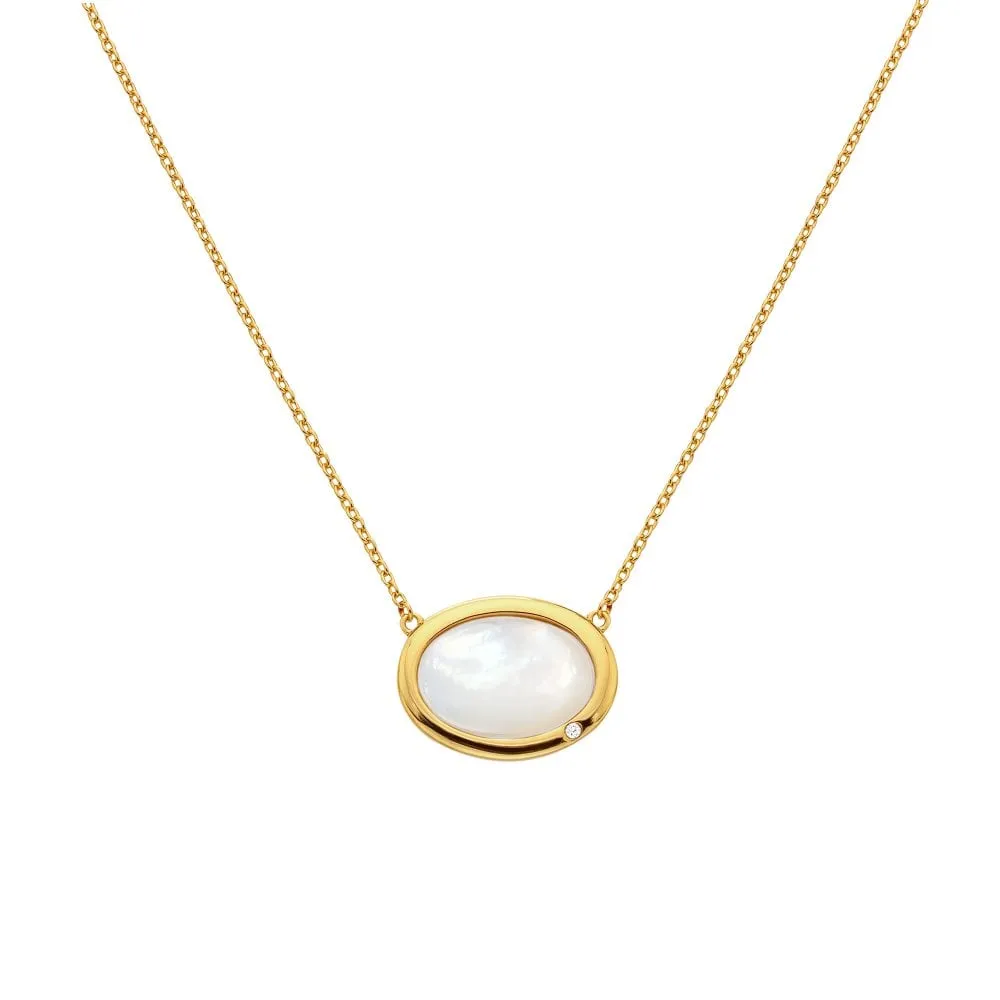 Hot Diamonds Gold Plated Sterling Silver Mother Of Pearl Oval Necklace sold by C.W. Sellors product image thumbnail 2