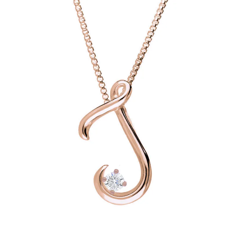 Love Letters 9ct Rose Gold 0.10ct Diamond Initial J Necklace sold by C.W. Sellors