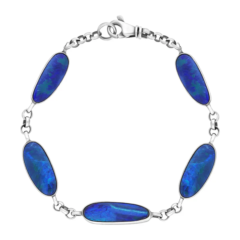 Sterling Silver 5 Stone Opal Doublet Abstract Bracelet D sold by C.W. Sellors
