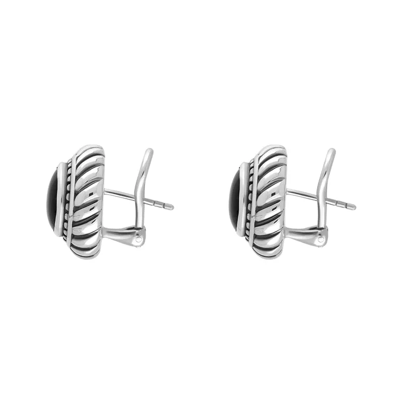 Sterling Silver Whitby Jet Round Rope Edge Omega Clip Earrings D sold by C.W. Sellors product image thumbnail 2