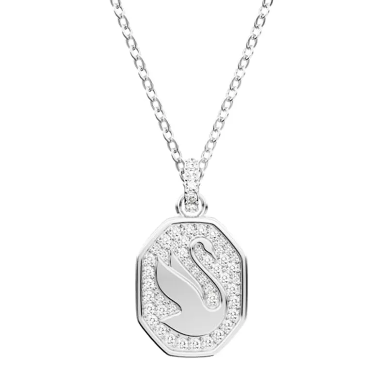 Swarovski Signum Rhodium Plated White Crystal Swan Necklace sold by C.W. Sellors