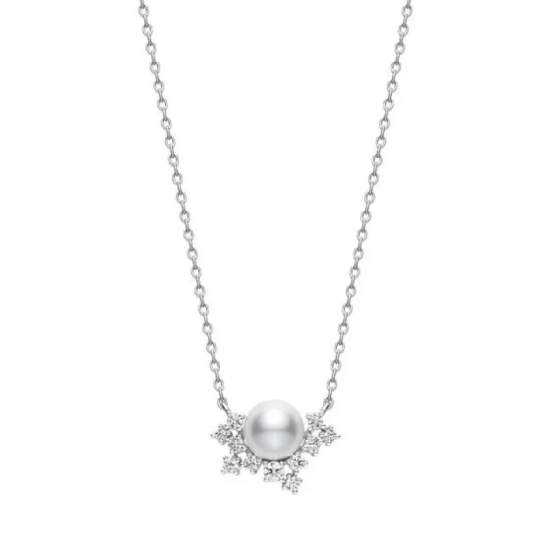 Mikimoto Classic Elegance 18ct White Gold Akoya Pearl Diamond Necklace sold by C.W. Sellors
