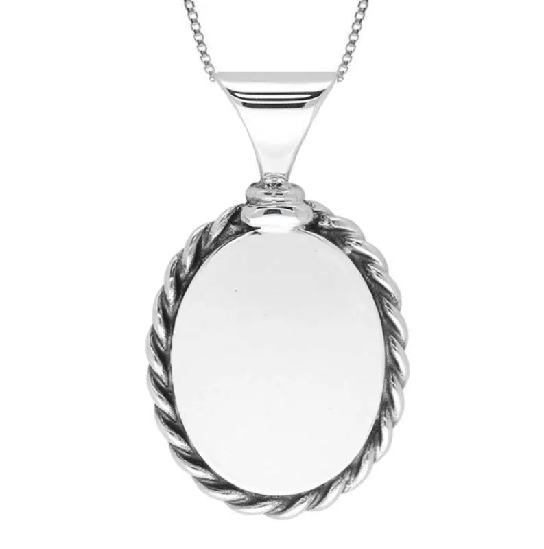 Sterling Silver Bauxite Large Oval Rope Edge Necklace sold by C.W. Sellors