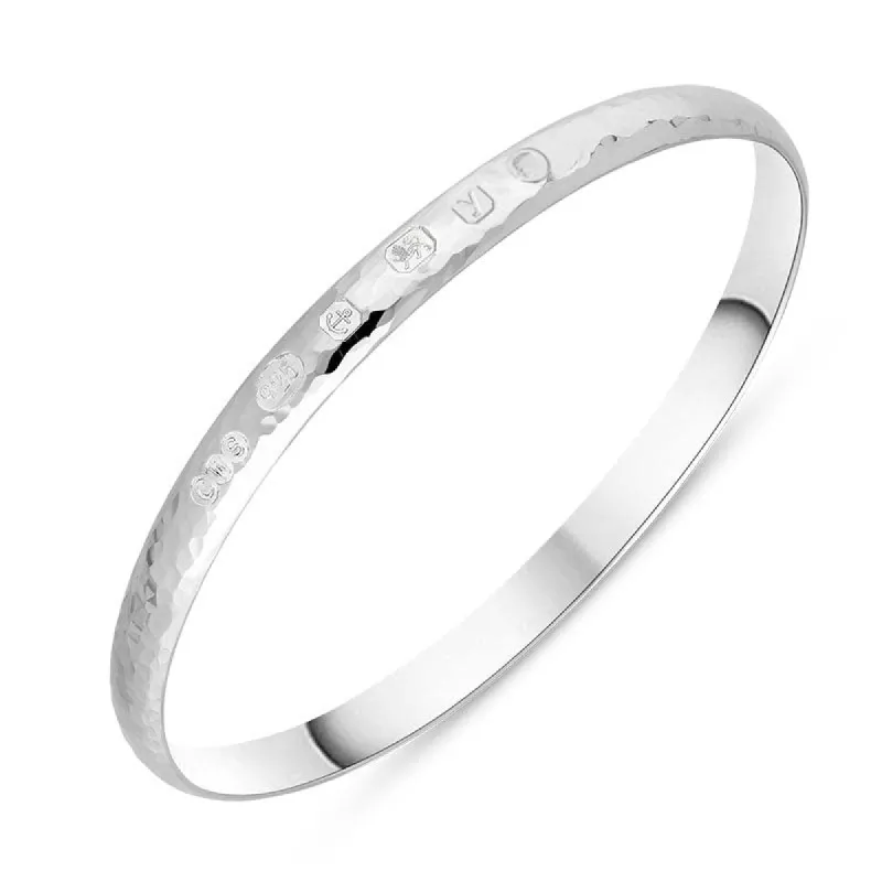 Sterling Silver King's Coronation Hallmark 6mm Hammered Bangle D sold by C.W. Sellors