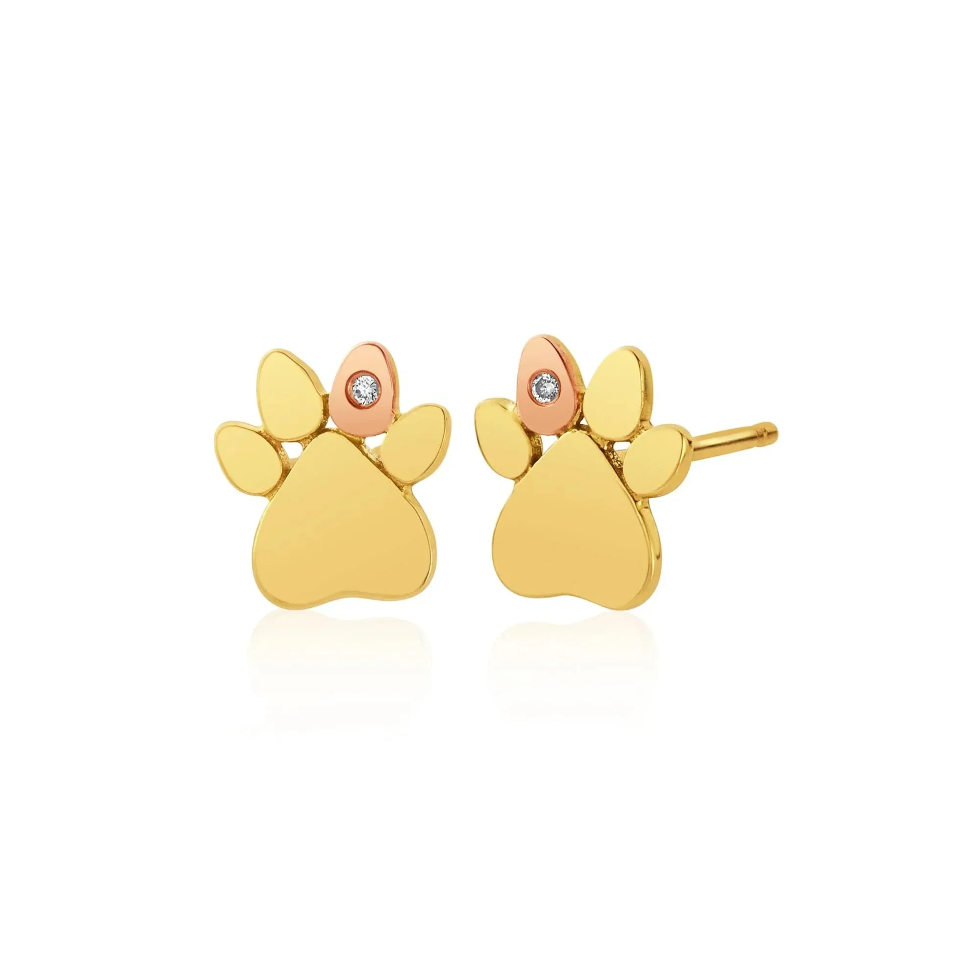 Clogau Paw Prints On My Heart 9ct Gold Diamond Stud Earrings sold by C.W. Sellors
