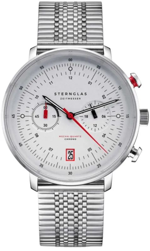 Sternglas Hamburg Chrono Silver Watch sold by C.W. Sellors