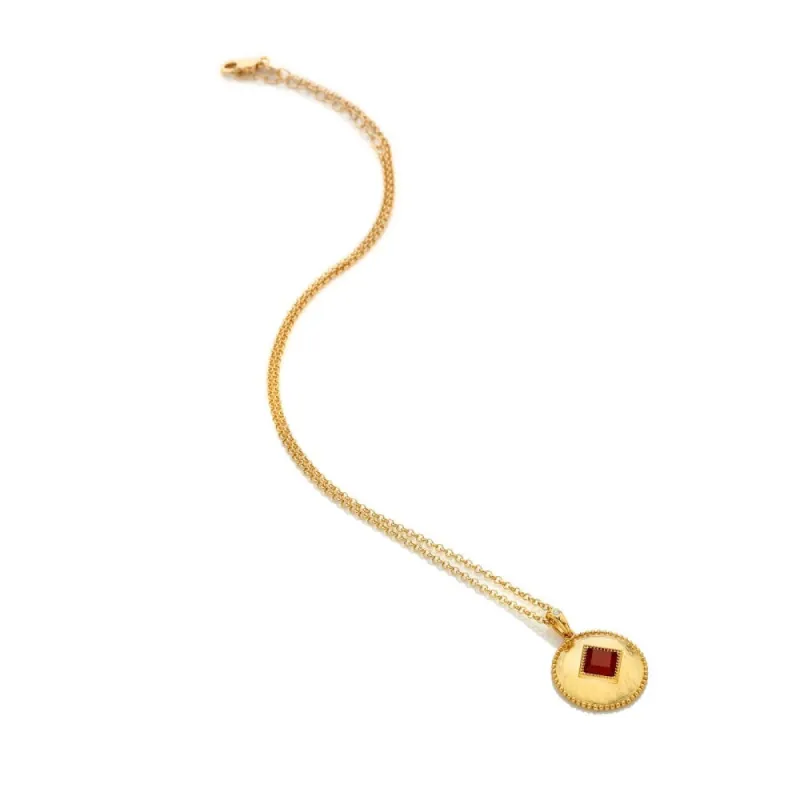 Hot Diamonds Gold Plated Sterling Silver Red Agate Coin Necklace sold by C.W. Sellors