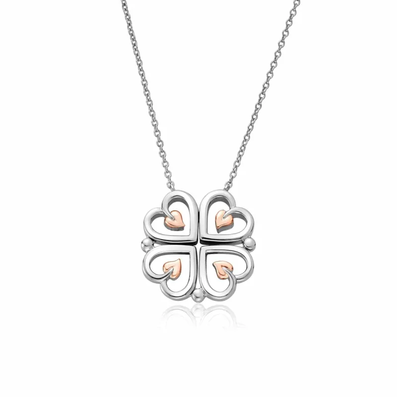 Clogau Tree Of Life Sterling Silver Heart Clover Necklace sold by C.W. Sellors