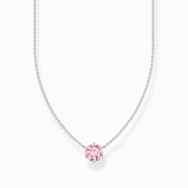 Thomas Sabo Sterling Silver Circle Pink Zirconia Necklace sold by C.W. Sellors