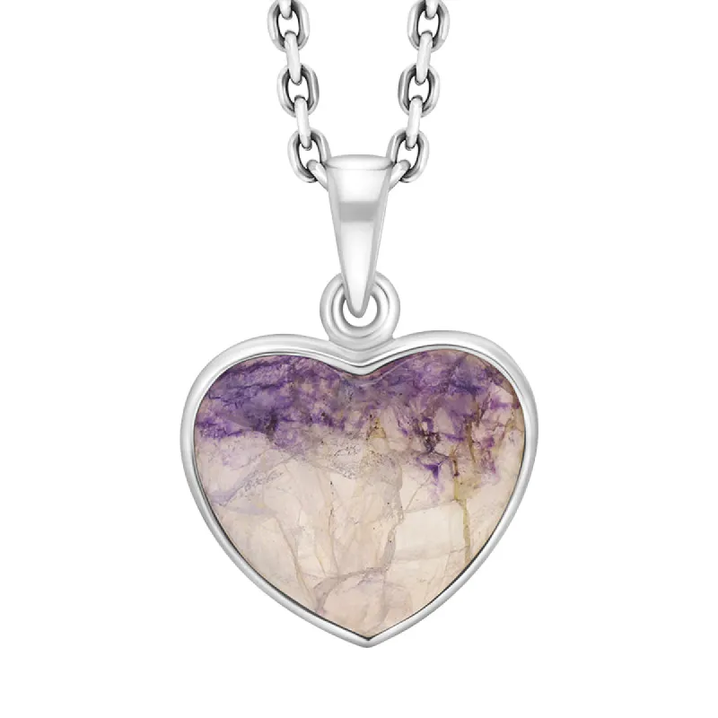 Sterling Silver Blue John Heart Pendant Necklace D sold by C.W. Sellors