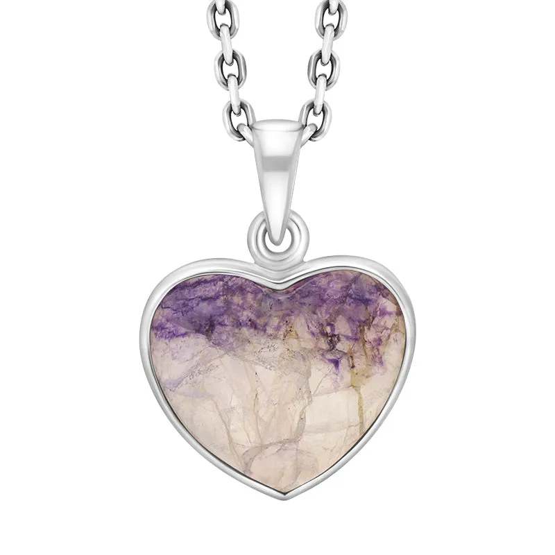 Sterling Silver Blue John Heart Pendant Necklace D sold by C.W. Sellors