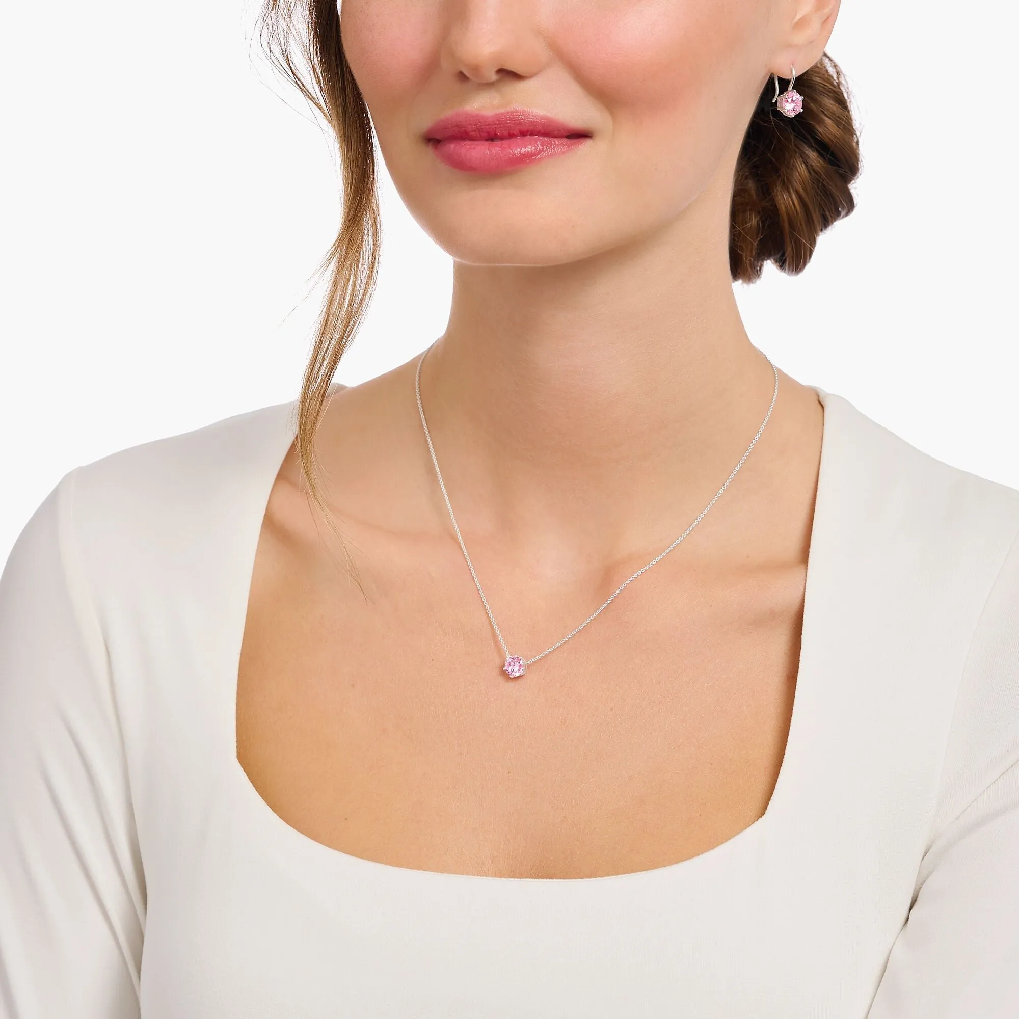 Thomas Sabo Sterling Silver Circle Pink Zirconia Necklace sold by C.W. Sellors product image thumbnail 2