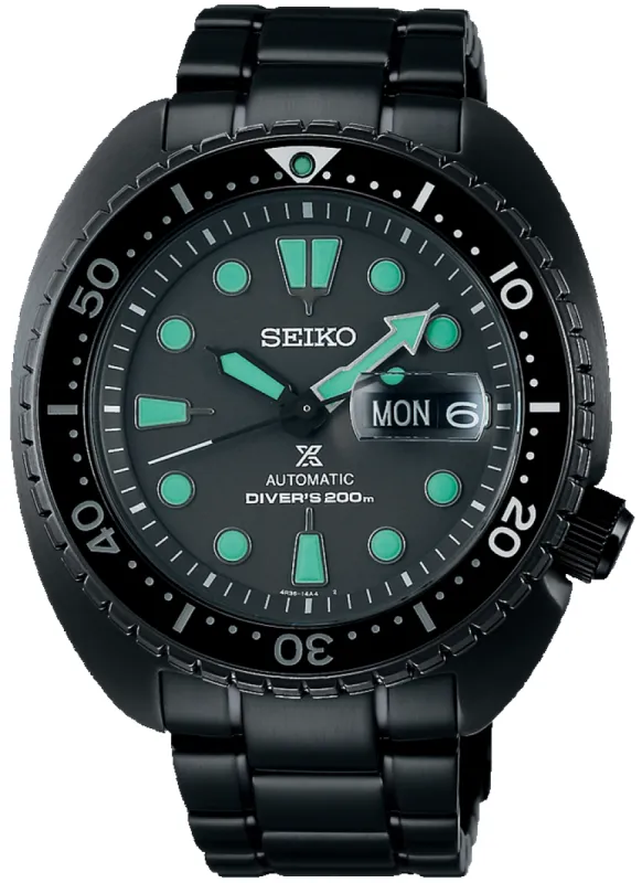 Seiko Prospex Black Series Night Vision Turtle Diver Watch sold by C.W. Sellors