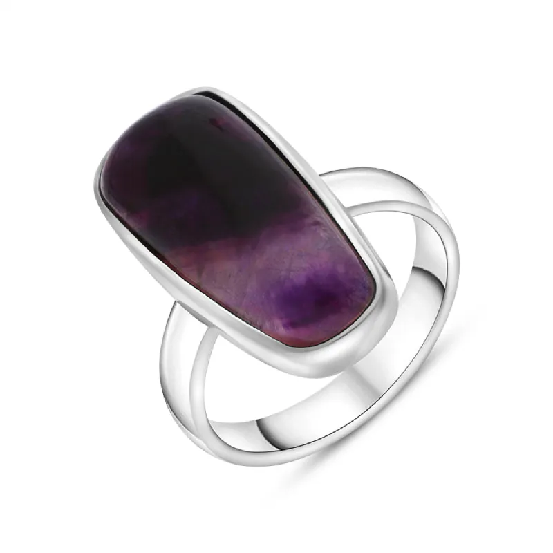 Sterling Silver Blue John Abstract Doublet Ring sold by C.W. Sellors