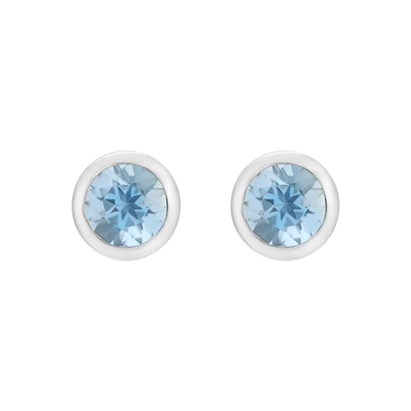18ct White Gold Aquamarine Stud Earrings sold by C.W. Sellors
