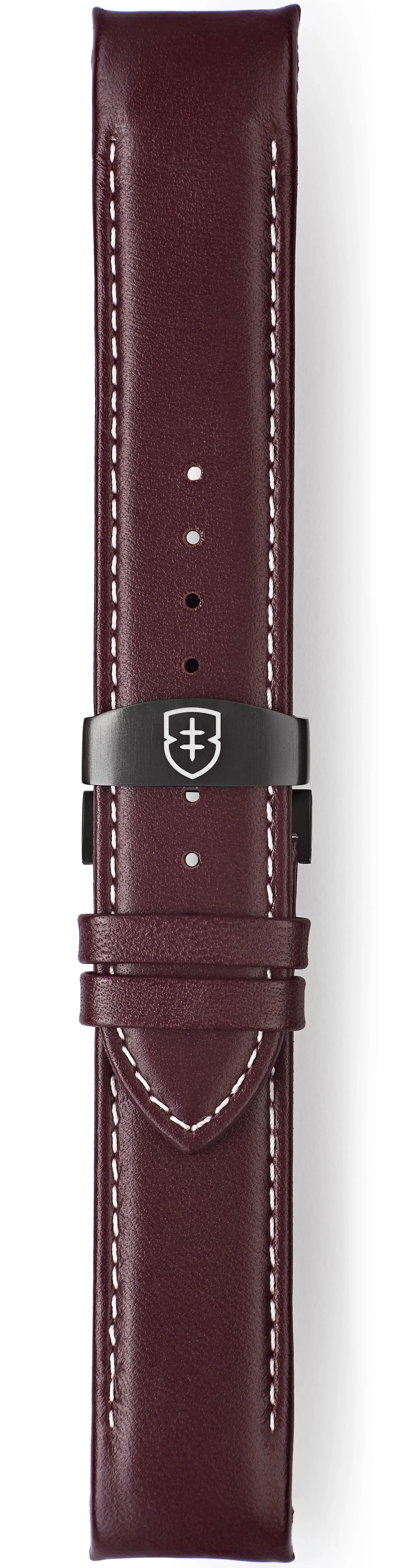 Elliot Brown Strap Leather 22mm Oxblood Oiled Deployment sold by C.W. Sellors