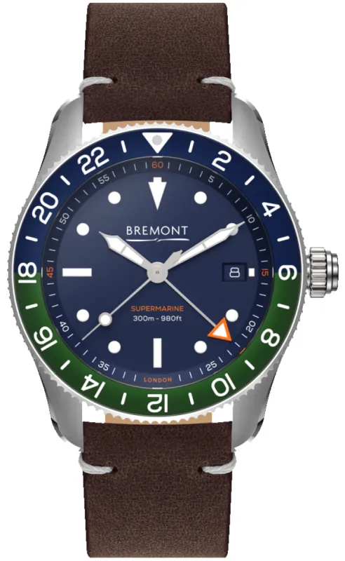 Bremont Supermarine S302 GMT Blue Leather Watch sold by C.W. Sellors