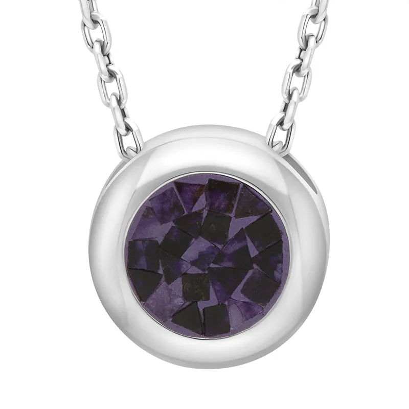 Sterling Silver Blue John Mosaic Set Round Necklace D sold by C.W. Sellors