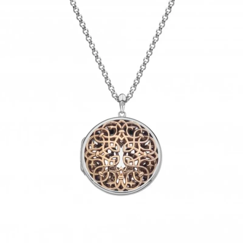 Hot Diamonds Spirited Sterling Silver Rose Gold Plated Circular Locket D sold by C.W. Sellors