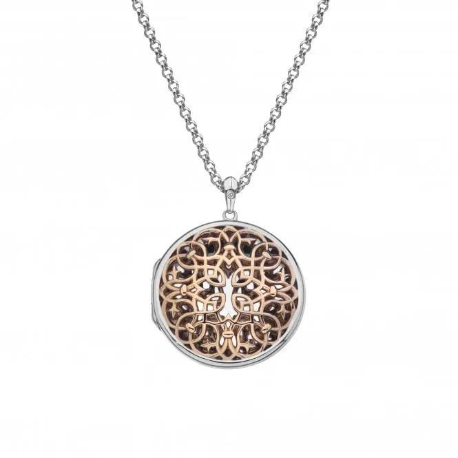 Hot Diamonds Spirited Sterling Silver Rose Gold Plated Circular Locket D sold by C.W. Sellors
