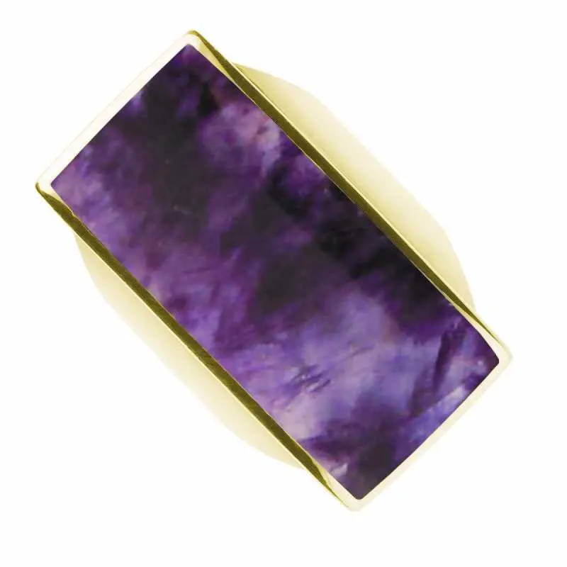 9ct Yellow Gold Blue John Large Oblong Ring sold by C.W. Sellors