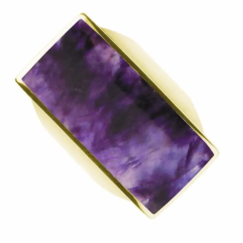 9ct Yellow Gold Blue John Large Oblong Ring sold by C.W. Sellors