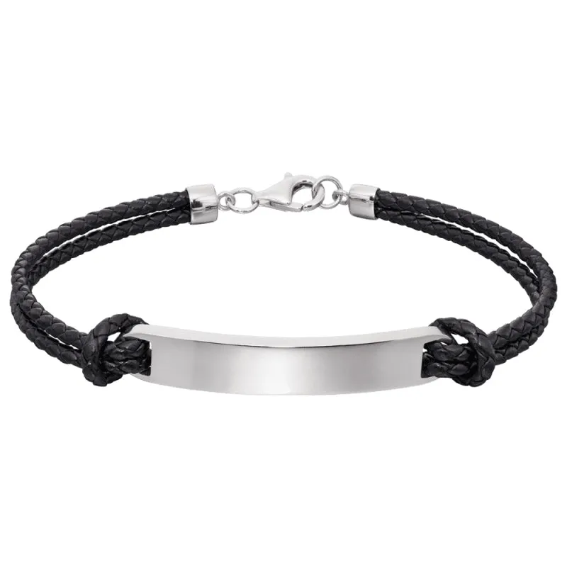 Little Star Sterling Silver Leather Loic Mens ID Tag Bracelet D sold by C.W. Sellors