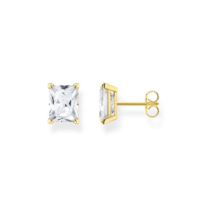 Thomas Sabo Gold Plated Sterling Silver White Stone Stud Earrings sold by C.W. Sellors