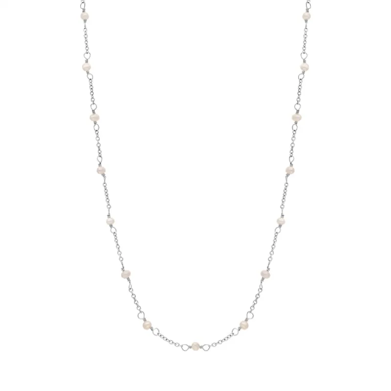 Cameo Italy Sterling Silver Chain Pearl Necklet 45cm D sold by C.W. Sellors