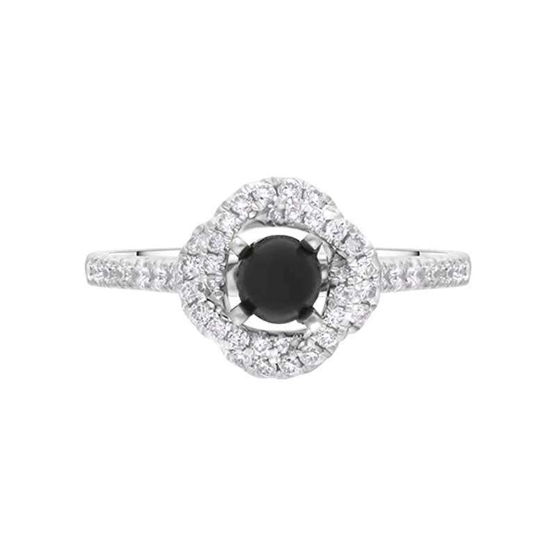 18ct White Gold Whitby Jet 0.31ct Diamond Knot Ring sold by C.W. Sellors product image thumbnail 2