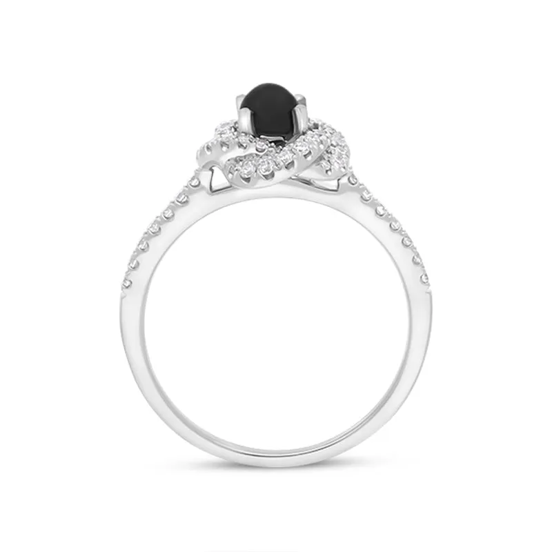 18ct White Gold Whitby Jet 0.31ct Diamond Knot Ring sold by C.W. Sellors product image thumbnail 3