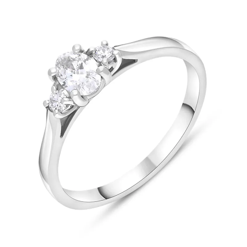 Platinum 0.37ct Diamond GIA Certified Oval Cut Three Stone Ring sold by C.W. Sellors